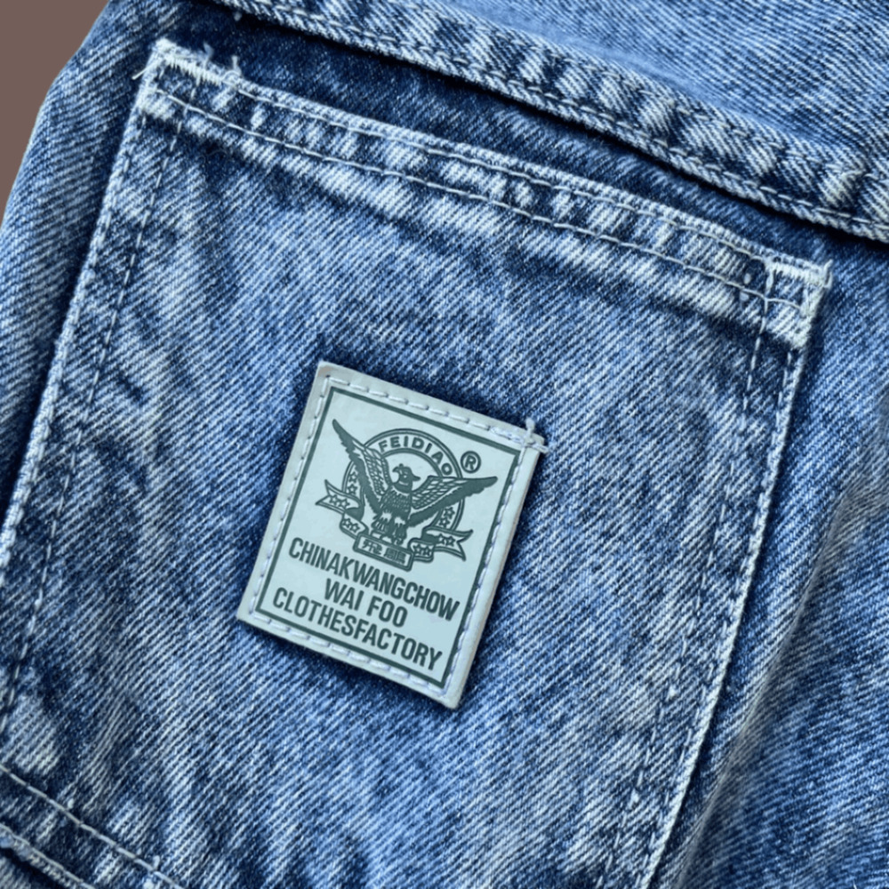 FEIDIAO Acid Wash Jeans | Embroidered “Basket” | Size 4 | Vintage - Picture 5 of 5